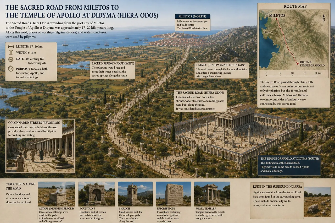Conceptual reconstruction of the Sacred Way (Hiera Odos) from Miletus to the Temple of Apollo at Didyma